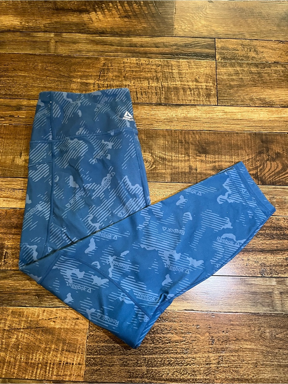Reebok Blue Camouflage Print Performance Leggings